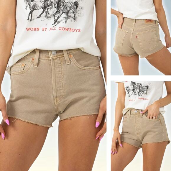 NWT LEVI'S 501 Original Fit High Rise Women's Denim Shorts Size 24 Dusty Safari - Picture 1 of 8